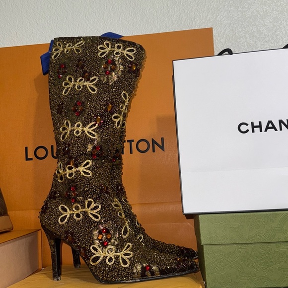 Vintage Colin Stuart Embroidered Beaded beautiful Boots not box size 8 - Picture 10 of 17